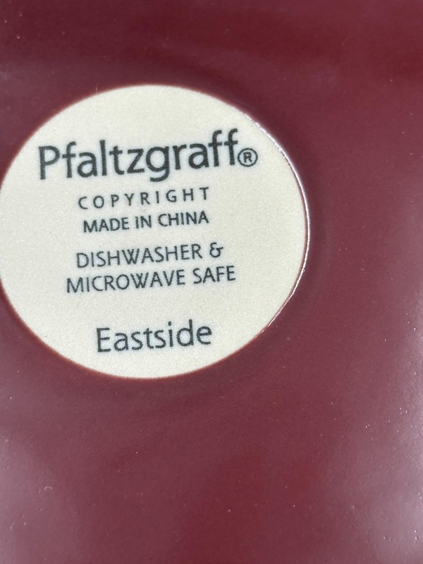 Pfaltzgraff Eastside Dinner Plates Maroon Black Stripe 11 Inch Dia Set Of 2 gallery