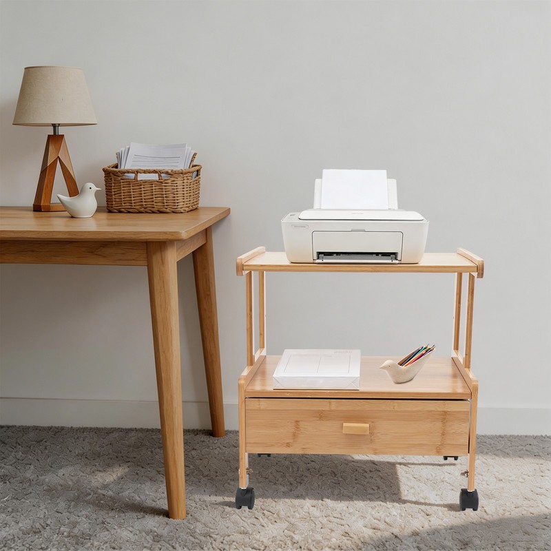Printer Stand with Storage Under Desk Printer Table 4 Wheels & Locking Mechanism gallery