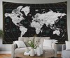 World Map Tapestry Wall Tapestry World 80" L x 60" W Black White 2 gallery