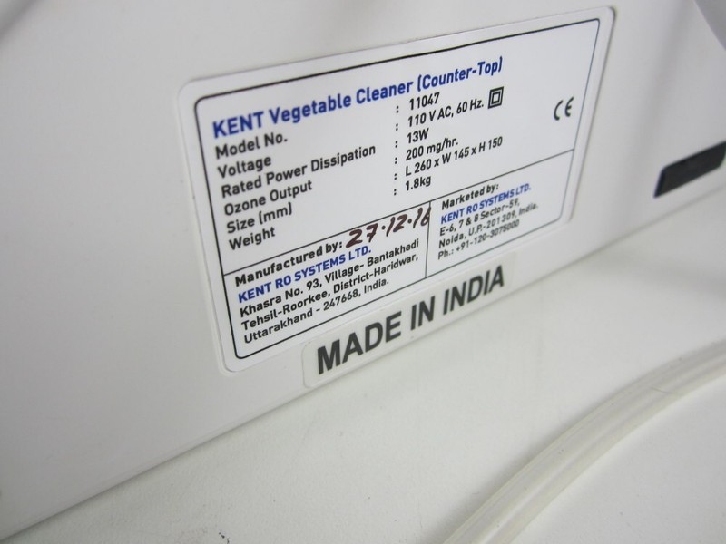 KENT Ozone 11047 Vegetable and Fruit Corded Electric Purifier 110 V AC for USA gallery