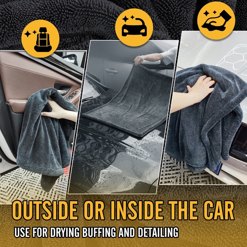 2Pack Water Absorbing Car Wash Microfiber Drying Towel Twisted Loop 24 x 35" gallery