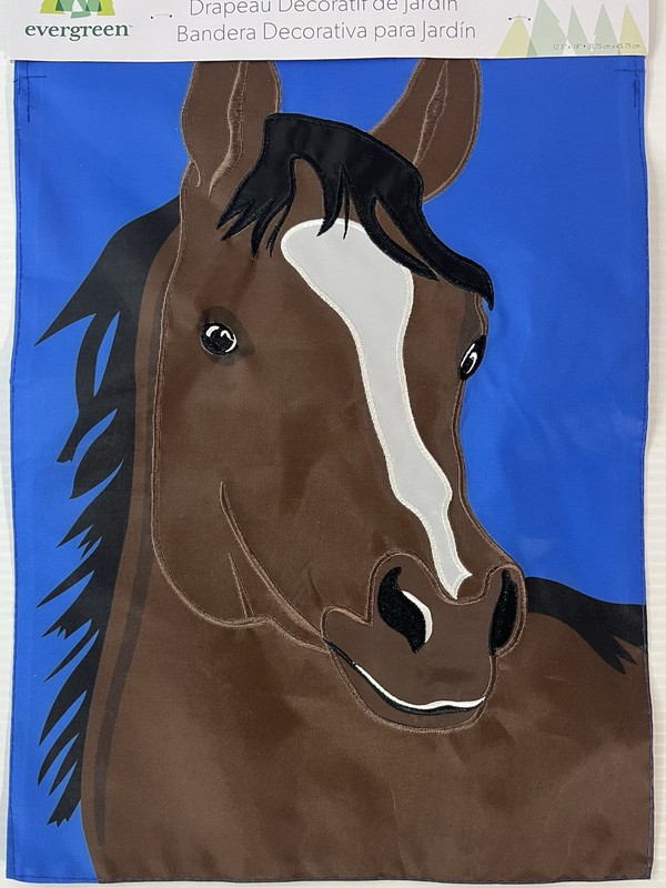 Evergreen Single Horse Basic Appliqué Garden Flag 12.5”x18” Polyester Nylon NEW gallery