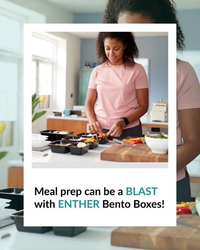 Enther Meal Prep Reusable Containers 36oz, 3 Compartment with Lids, [12 Pack] gallery