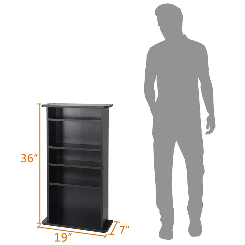 Freestanding 36" Height DVD CD Media Cabinet Storage Adjustable 5 Layers Stand gallery
