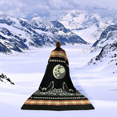 EXTRA LARGE SOFT & WARM ALPACA WOOL BLANKET 79×92″ WOLF PATTERN REVERSIBLE