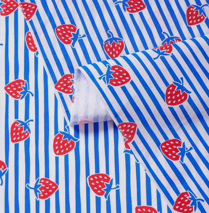 Mainstays 60 x 102" PEVA Rectangular Tablecloth - Strawberry with Blue Stripes gallery