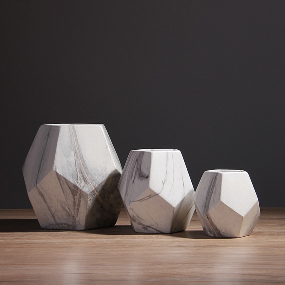 Ceramic Marble Vase Porcelain Decorative White Modern Ceramic for Flowers gallery