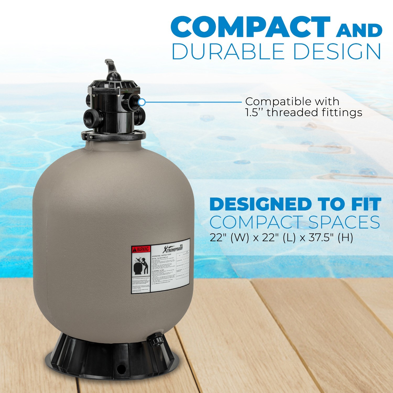 22" Sand Filter Media System Top-Mount for Inground Above Swimming Pool W Valve gallery