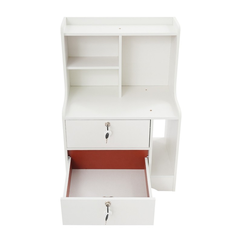 2 Drawers Side Table, White Storage Cabinet, Nightstand, Bedside Table W/ 4*Keys gallery