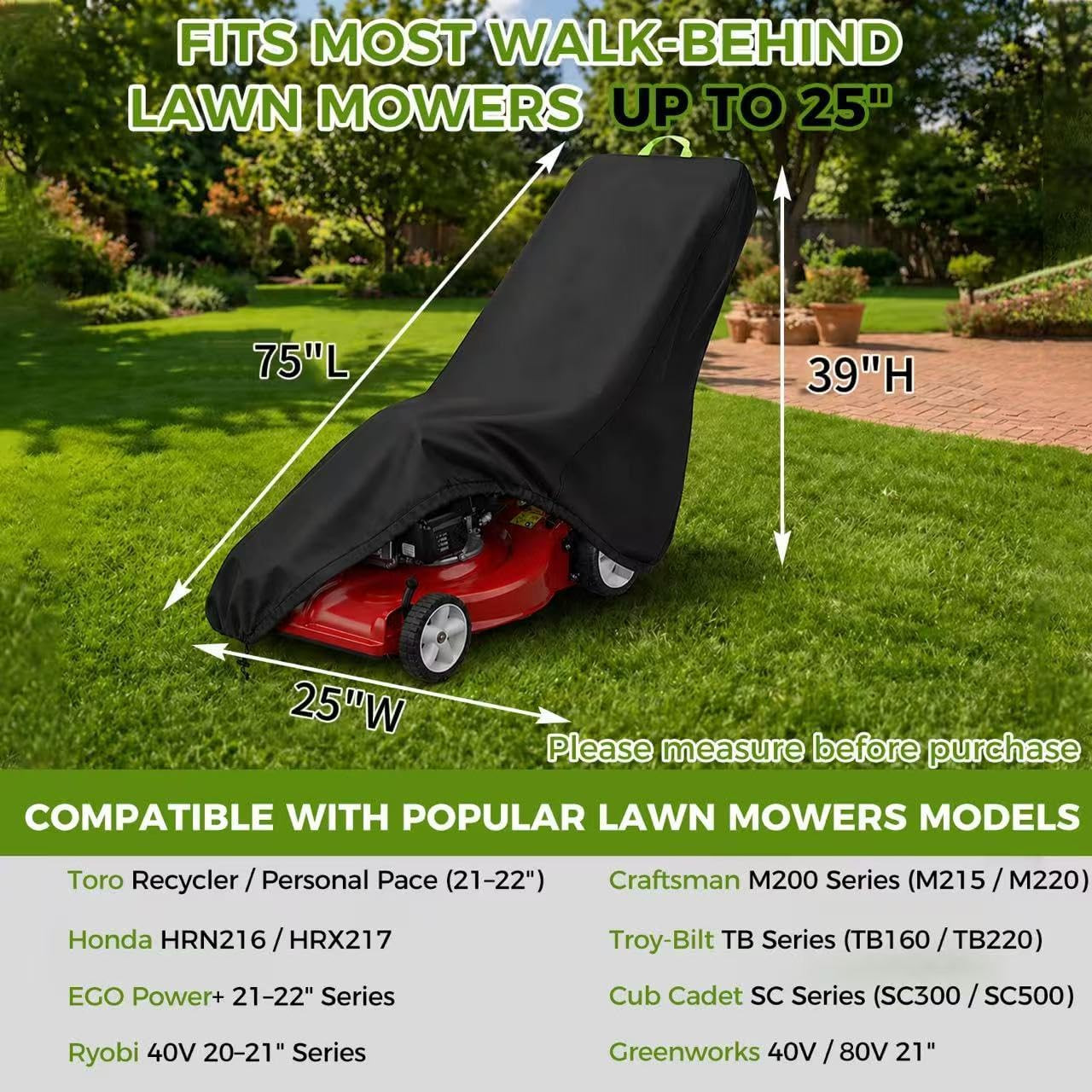 Lawn Mower Cover, Push Mower Cover Waterproof Heavy Duty 420D, Walk behind Lawn gallery