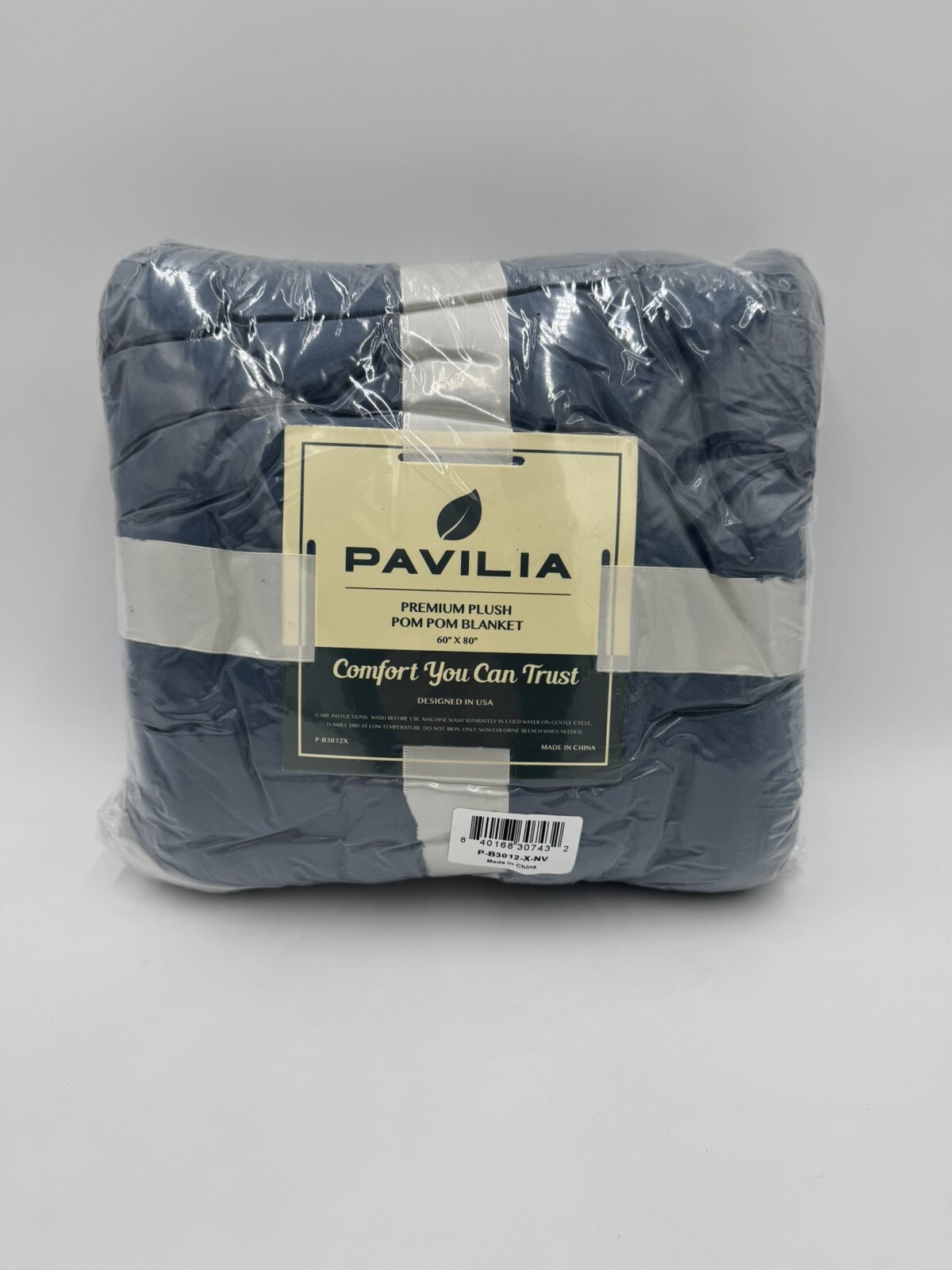 Blanket Throw Twin Navy Blue Soft Fleece Pompom Fringe Flannel Velvet Tassel gallery