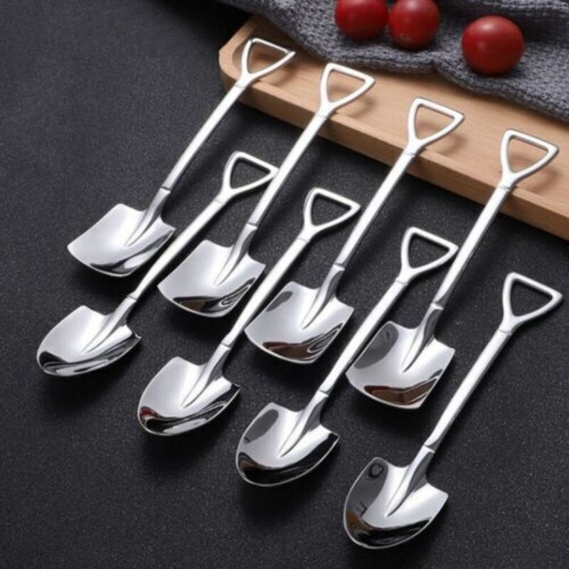 4pcs Novelty Shovel Stainless Steel Coffee Dessert Ice Cream Sundae Tea Spoon gallery