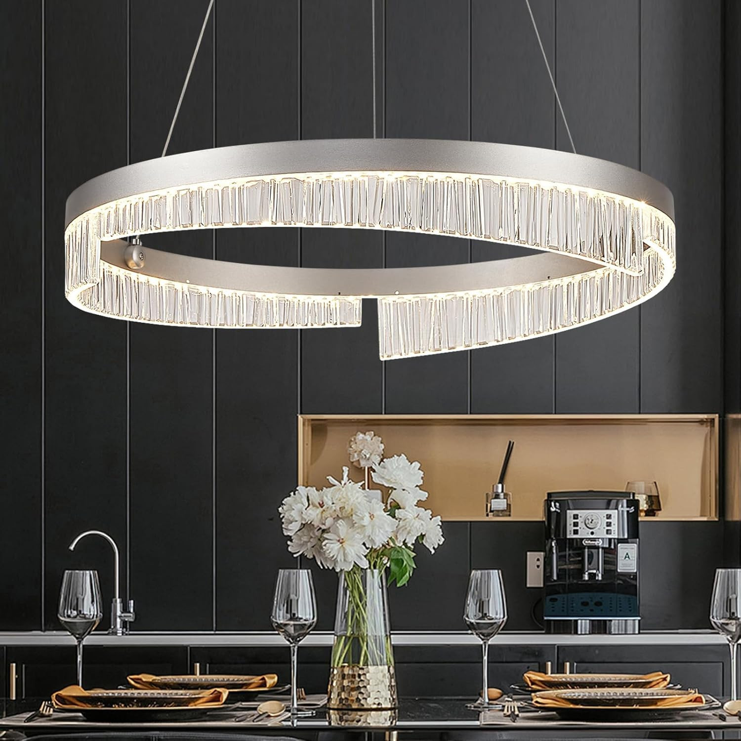 Dimmable LED Circular Chandelier with Remote Control for Modern Spaces gallery