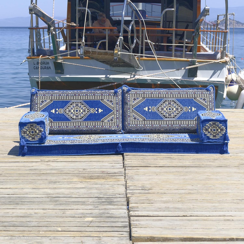 Bohemian Arabic Majlis Sofa Set for Indoor/Outdoor Lounge - 75x27x4 Inch gallery