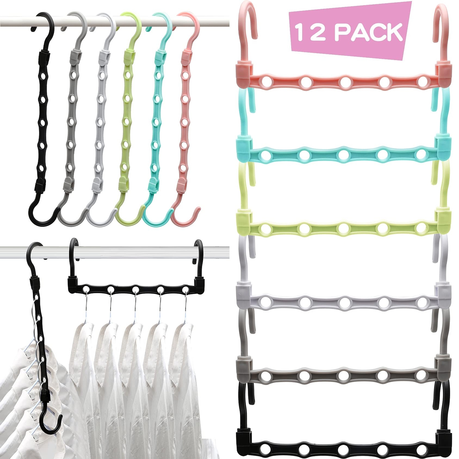 12 Pcs Space Saving Magic Hangers Closet Organizers for College Dorm Room gallery