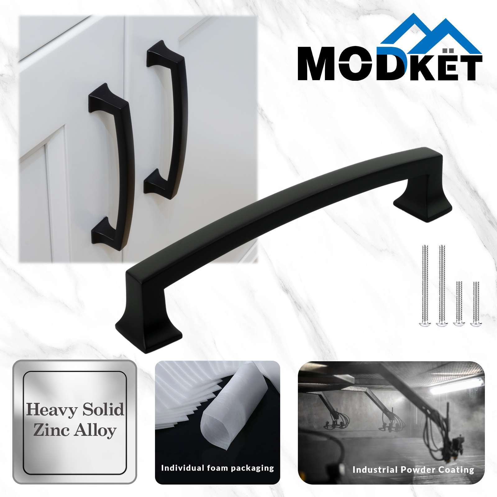 Solid Matte Black Square Cabinet Pulls Knobs Handles Kitchen Bathroom Drawers gallery