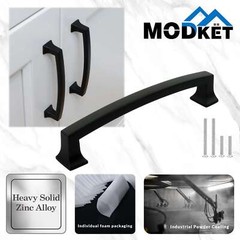 Solid Matte Black Square Cabinet Pulls Knobs Handles Kitchen Bathroom Drawers