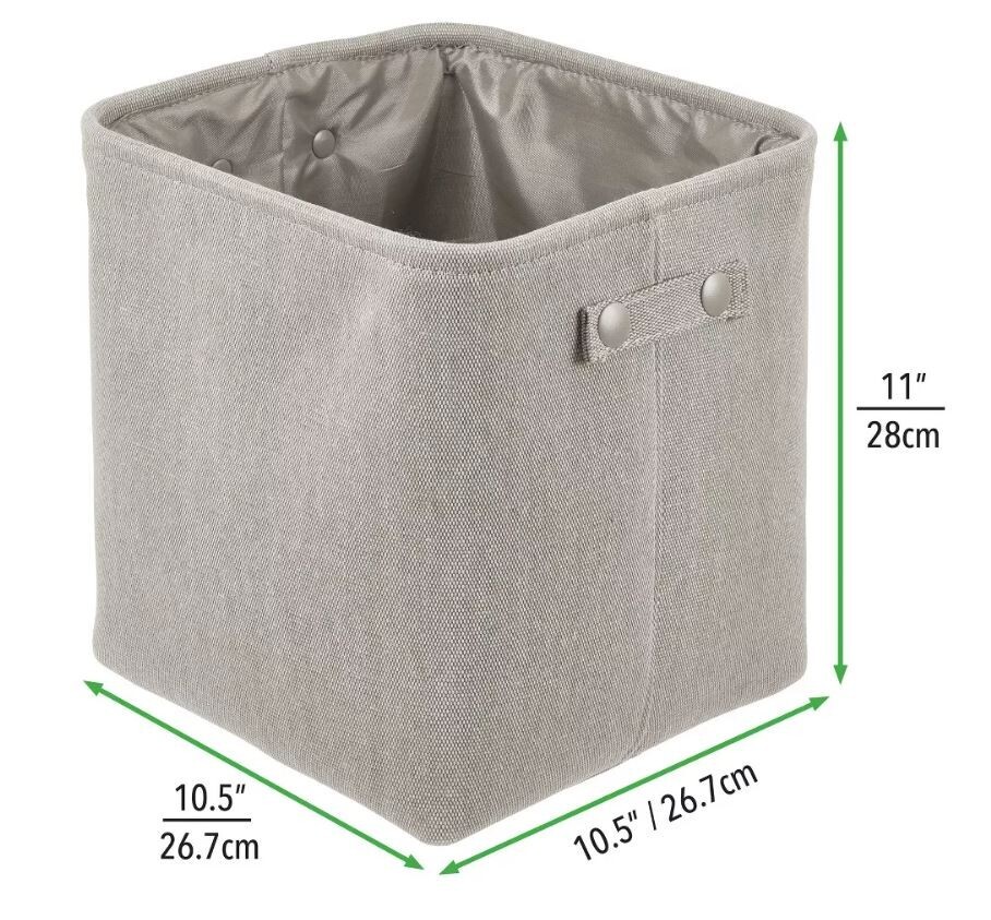 mDesign Cotton Fabric Storage Organizer Bin Basket Bathroom Tote box light grey gallery