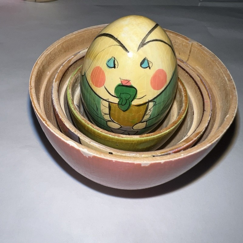 Vintage Wood Easter Bunny Nesting Eggs Russian Type Stacking Inside Each Other gallery