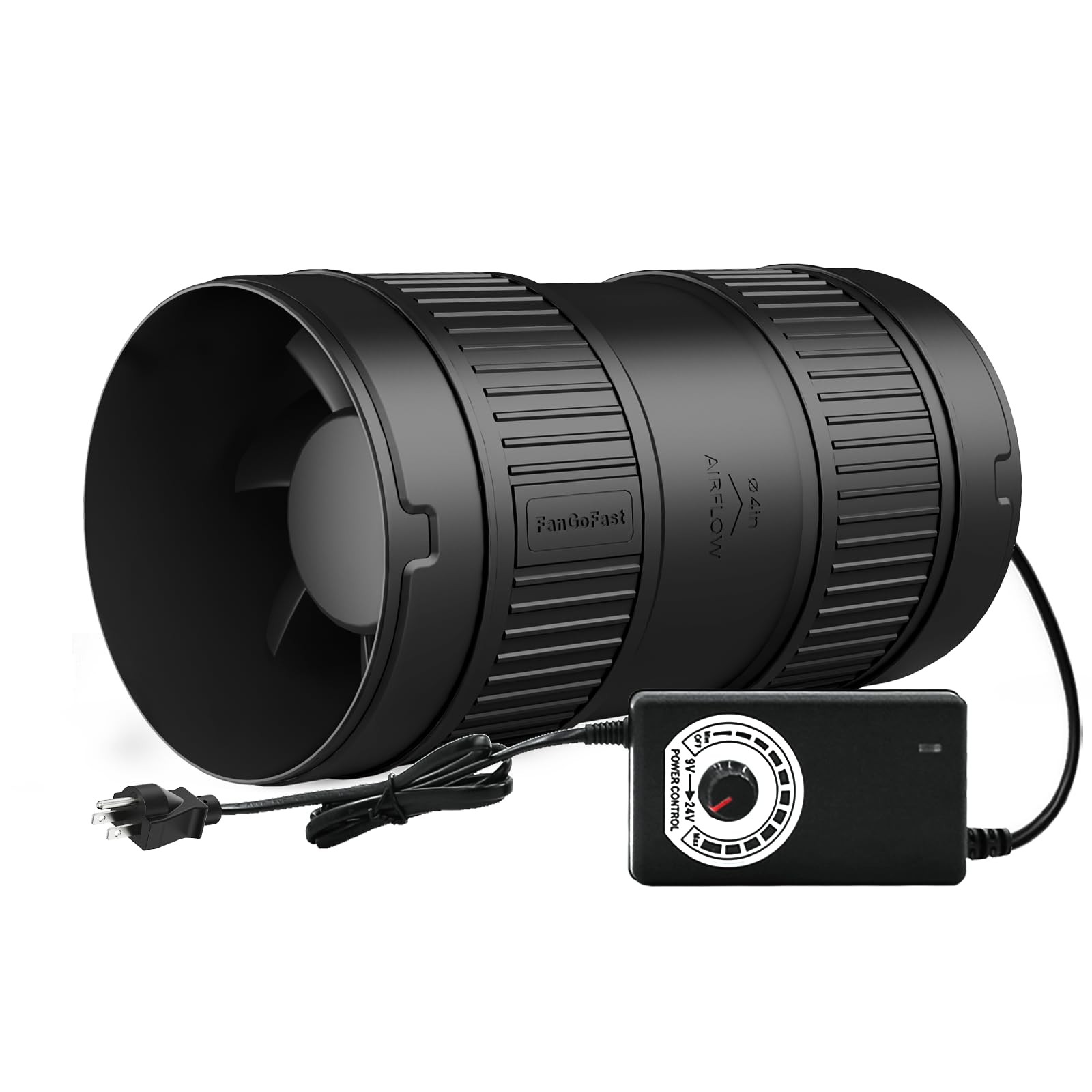 4 Inch Inline Duct Fan 130CFM Airflow Stepless Speed Control Low Noise gallery