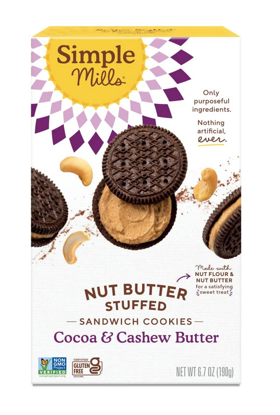 Simple Mills Nut Butter Stuffed Sandwich Cookies Cocoa Cashew Creme Gluten-Free gallery