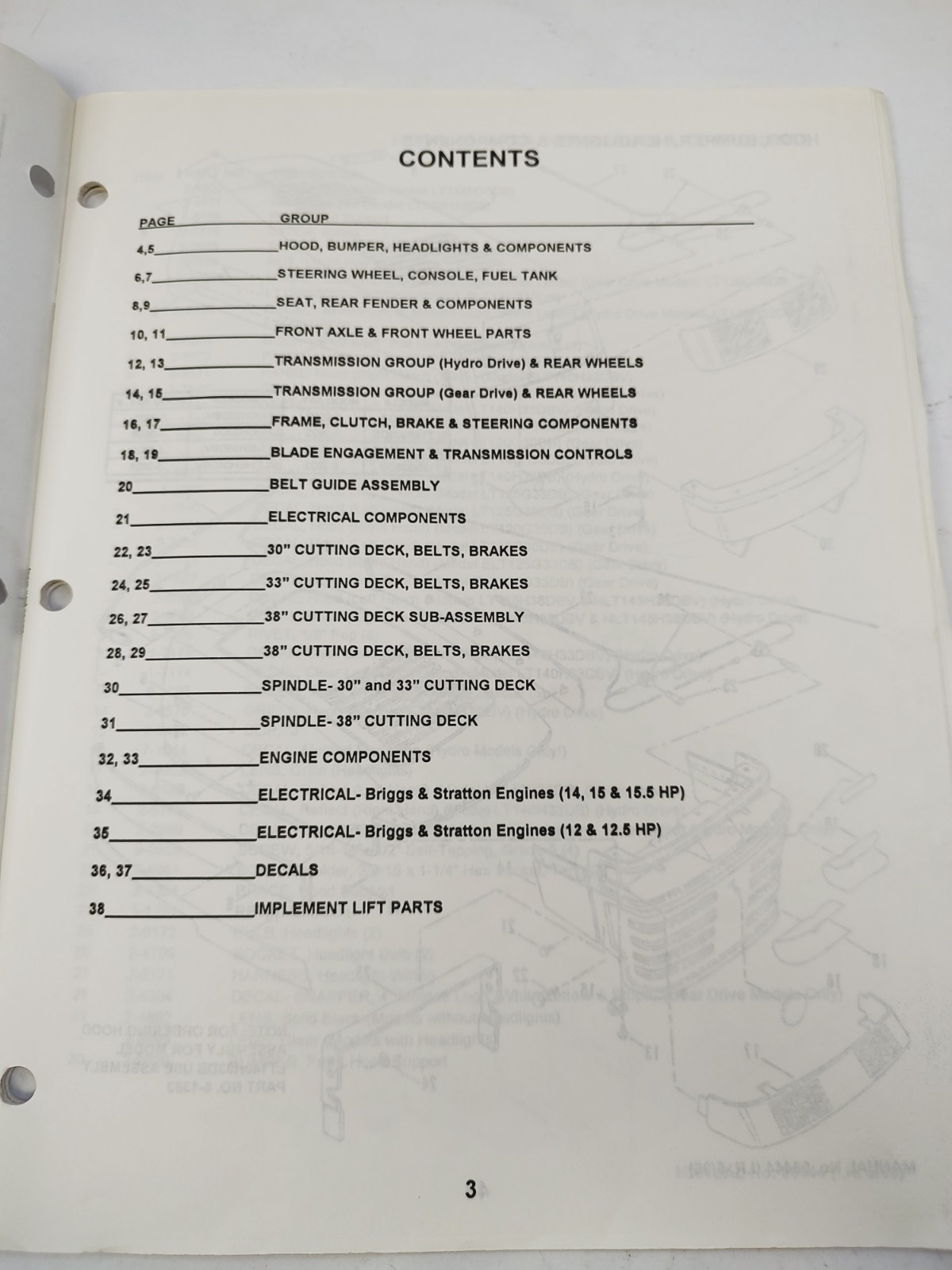Snapper Parts Manual Gear & Hydro Drive LT120G30DB Lawn Tractors Series D gallery