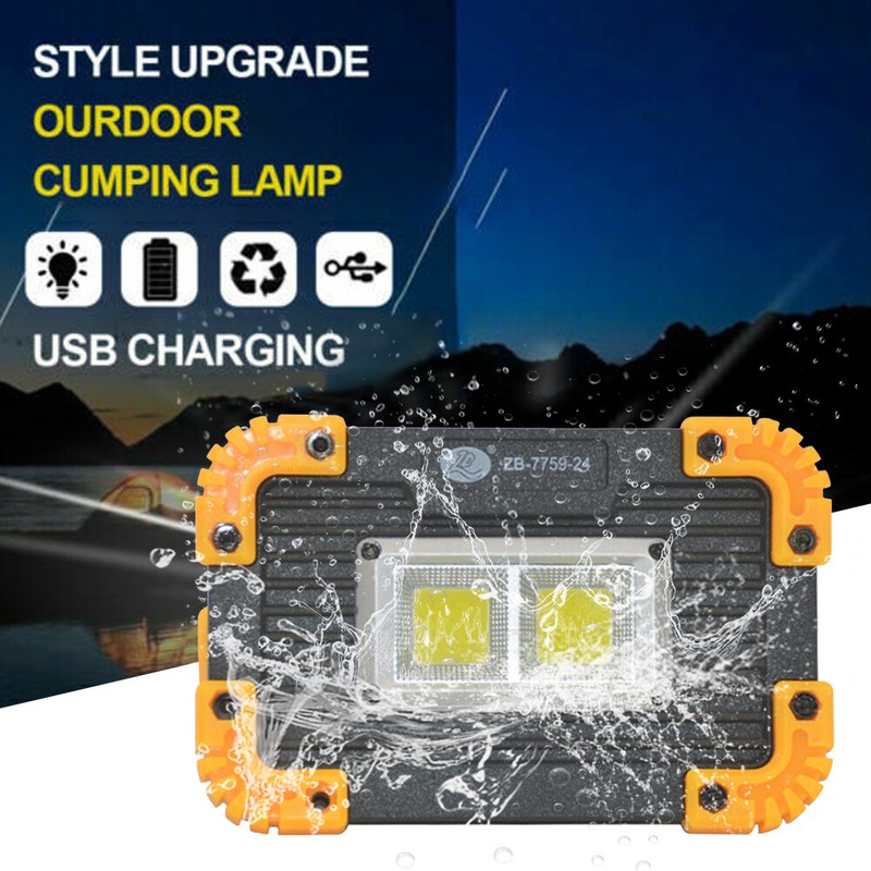 2X USB Rechargeable COB LED Work Light Floodlight Camping Emergency Torch Lamp gallery