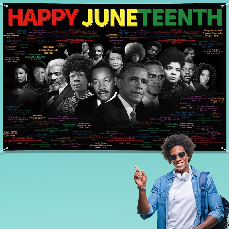Juneteenth Decorations Happy Juneteenth Banner 72" x 48" African American Indepe gallery