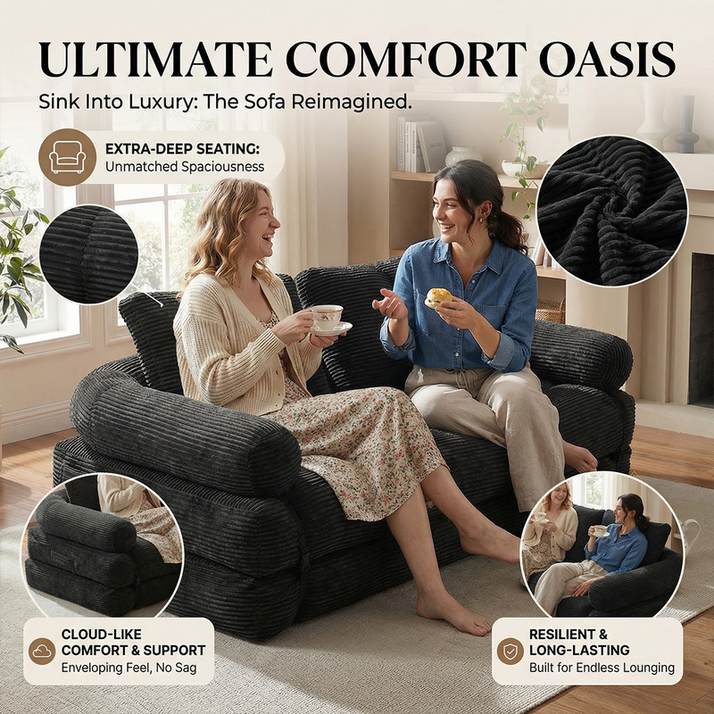 Folding Couch Sofa Bed,Convertible Floor Sofa Loveseat Compressed Boneless Sofa gallery