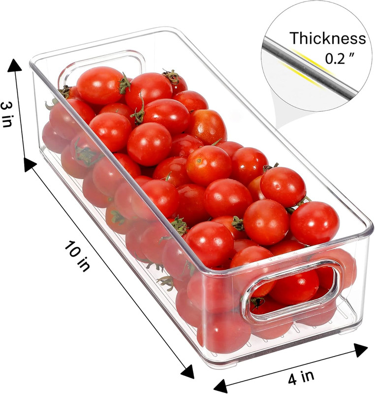 2 Pack Clear Stackable Storage Bins with Handles for Fridge Pantry BPA Free gallery