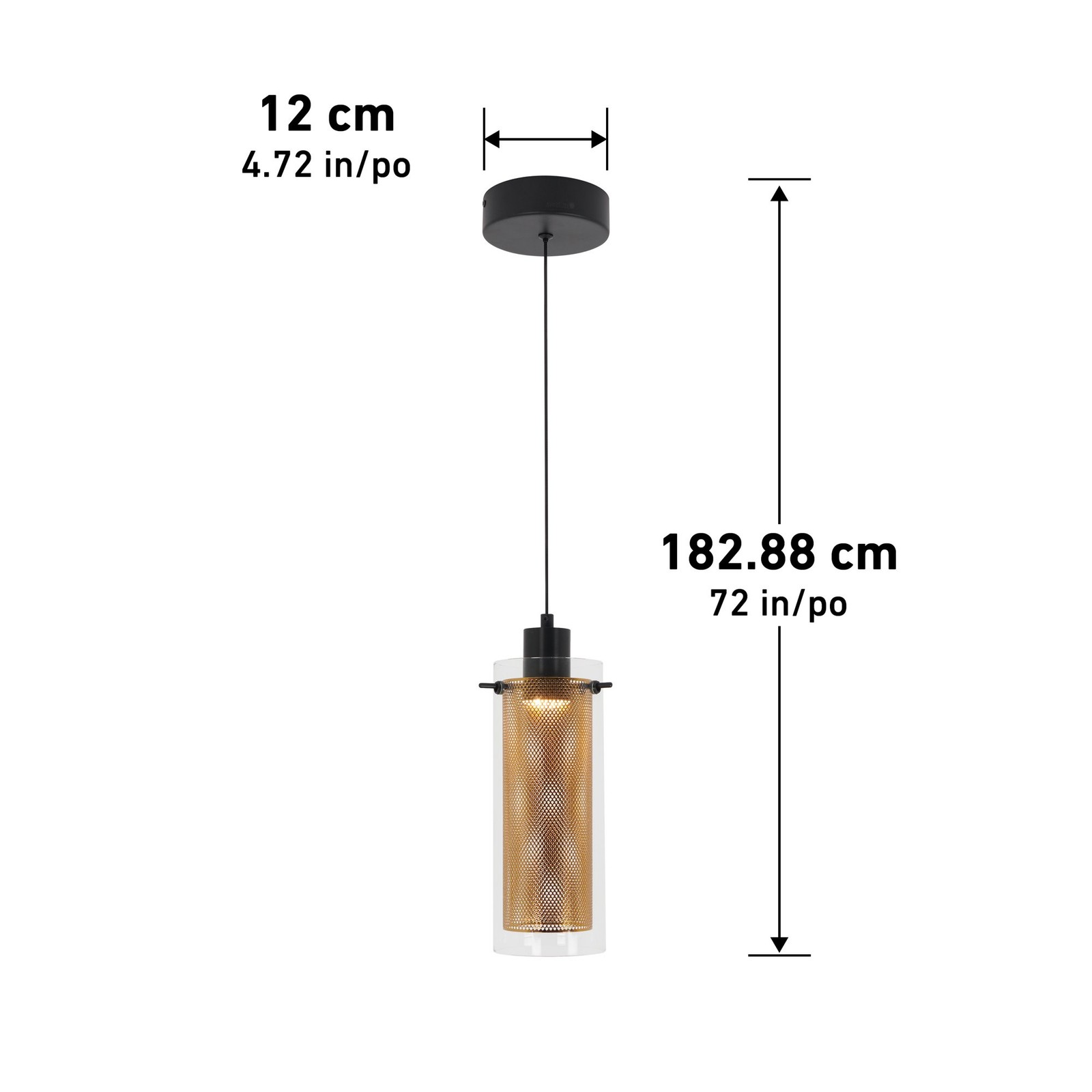 LED Hanging Mini Pendant Light Fixture, 72 Inch, 6-Watt 1-Light Black and Gold gallery