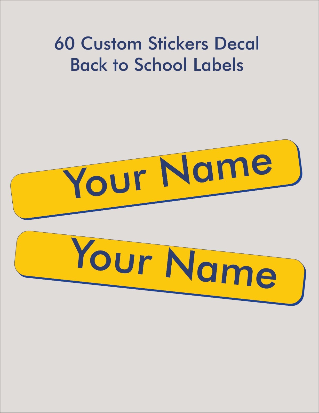 60 Custom Name Label Sticker Decal Back to School Water and Scratch Resistant gallery