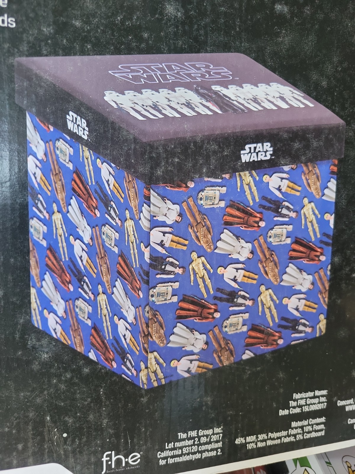 STAR WARS Storage Ottoman Folding Bin Toy Box Featuring Vintage Action Figures gallery
