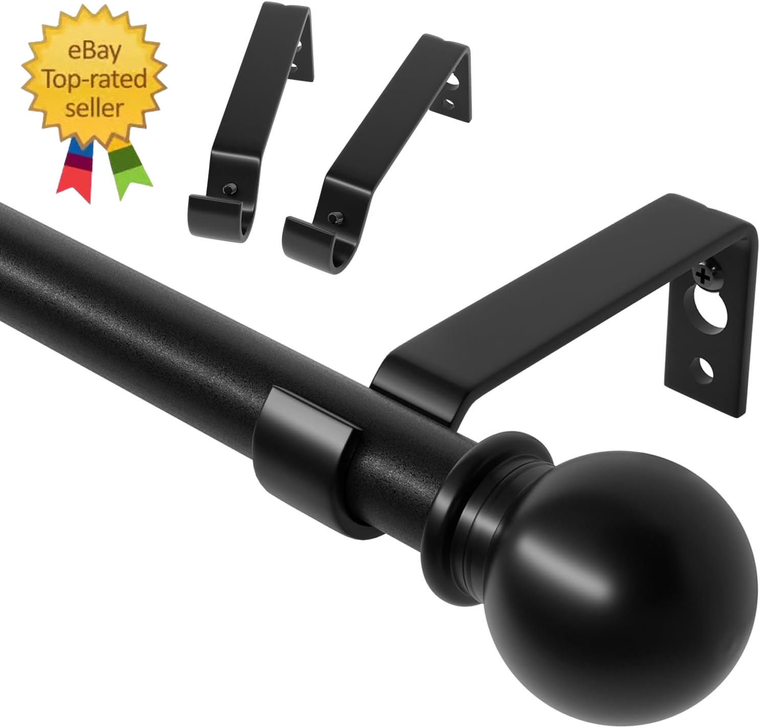 Curtain Rods for Windows 28 to 48 Inch, 5/8 Inch Black Curtain Rod Set with Brac gallery