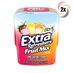 2x Bottles Wrigley’s Extra Refreshers Fruit Mix Gum | 40 Per Bottle | Sugar Free