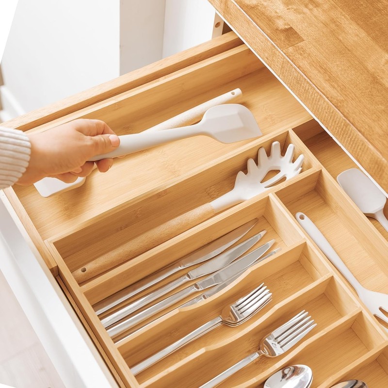 Silverware Flatware Utensil Organizer Expandable 14-25 In Bamboo gallery
