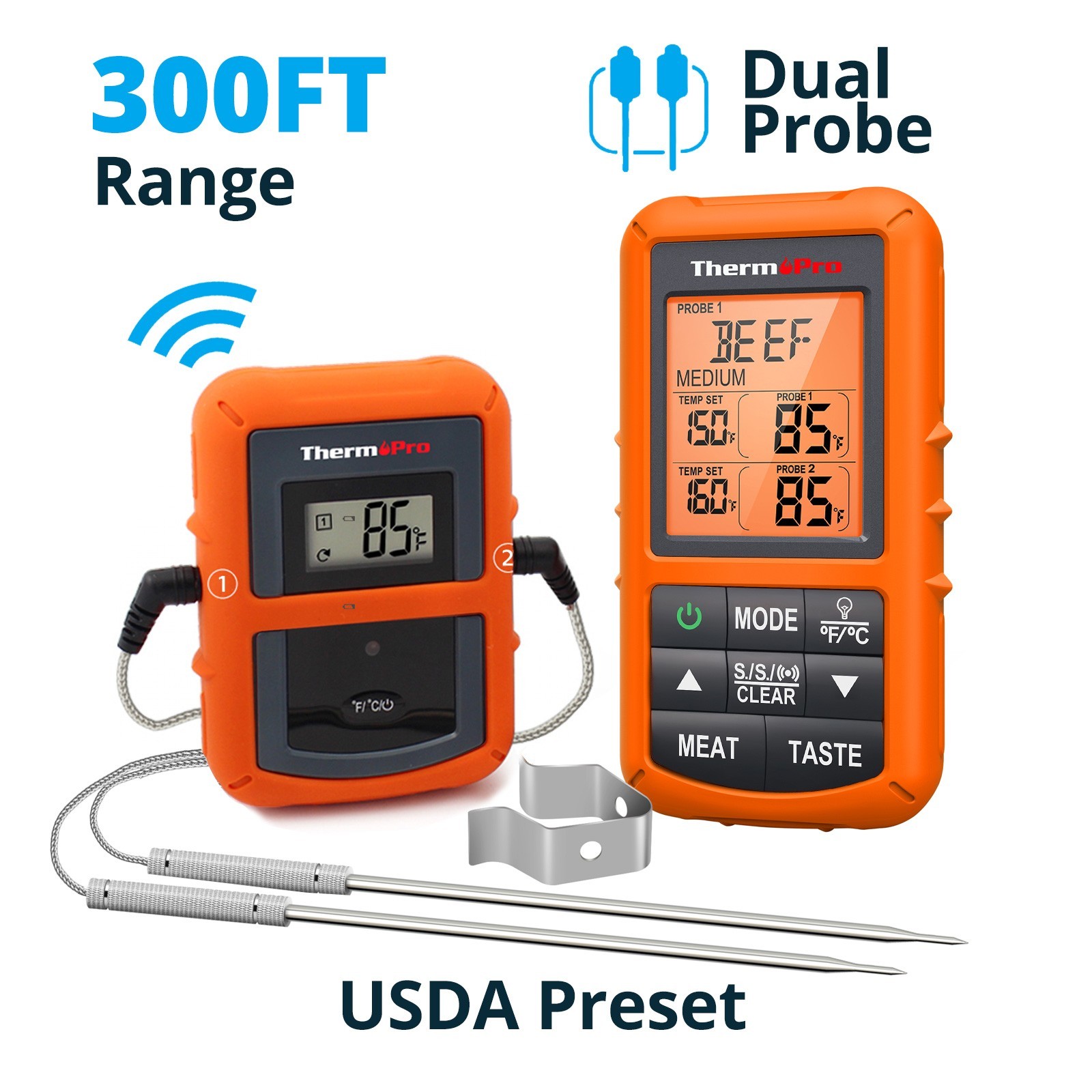ThermoPro Wireless Meat Thermometer Dual Probe Digital Thermometer for BBQ Grill gallery