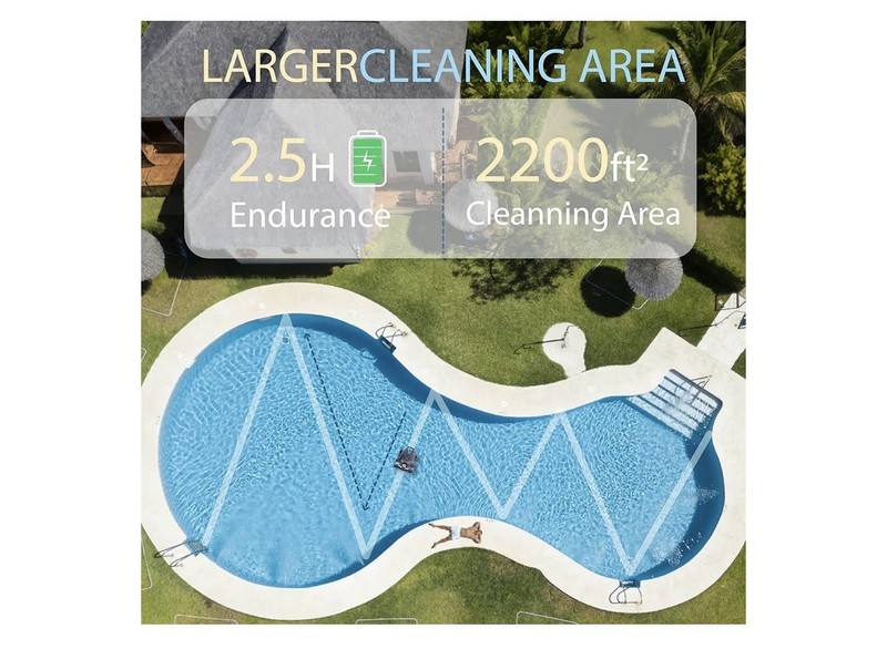 Hinice Cordless Robotic Pool Cleaner Automatic Vacuum 150 Min 2200 Sq Ft IPX8 gallery
