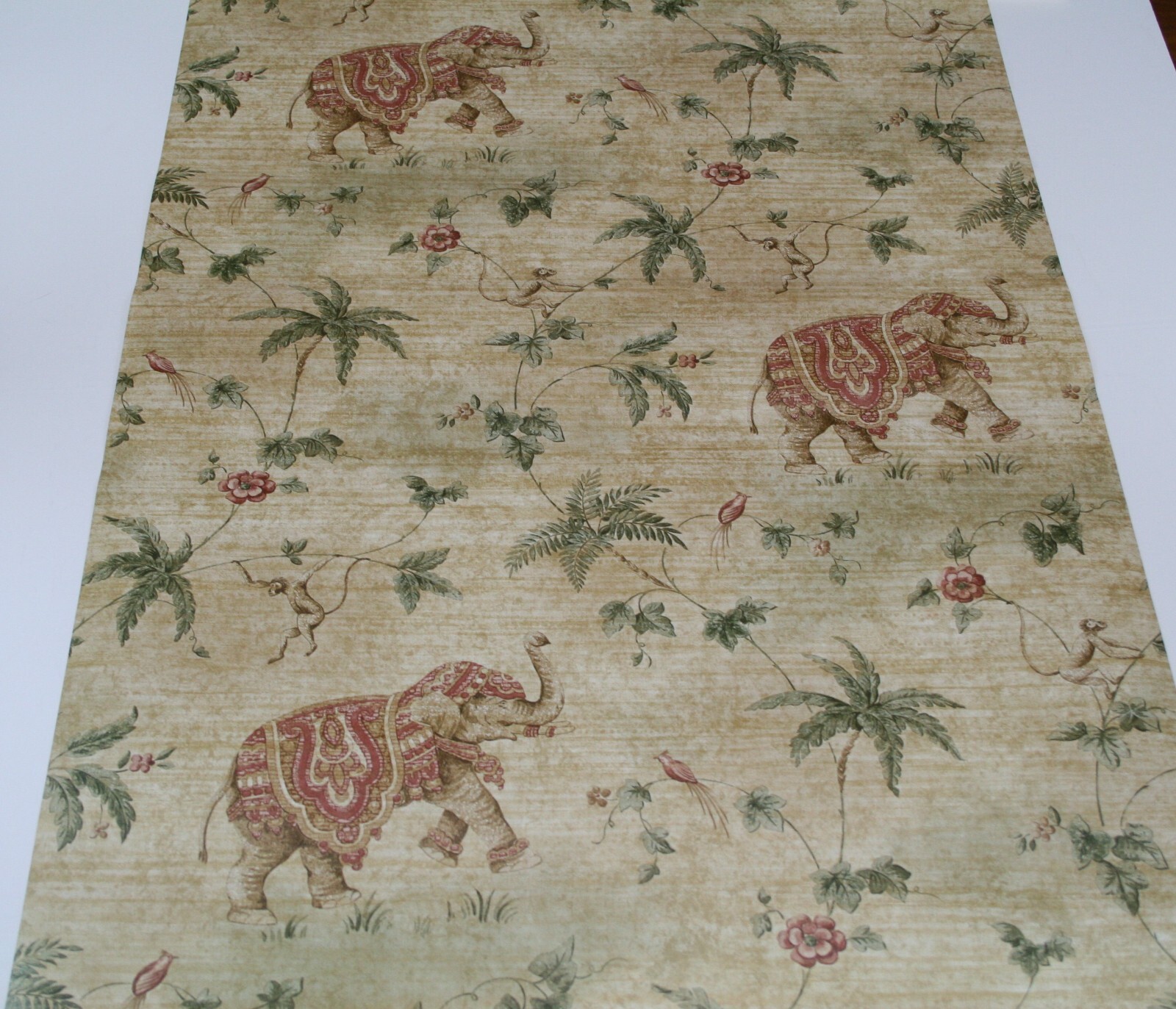 NOS Beacon House Wallpaper Double Roll Elephants Monkeys Tropical Palm Birds gallery