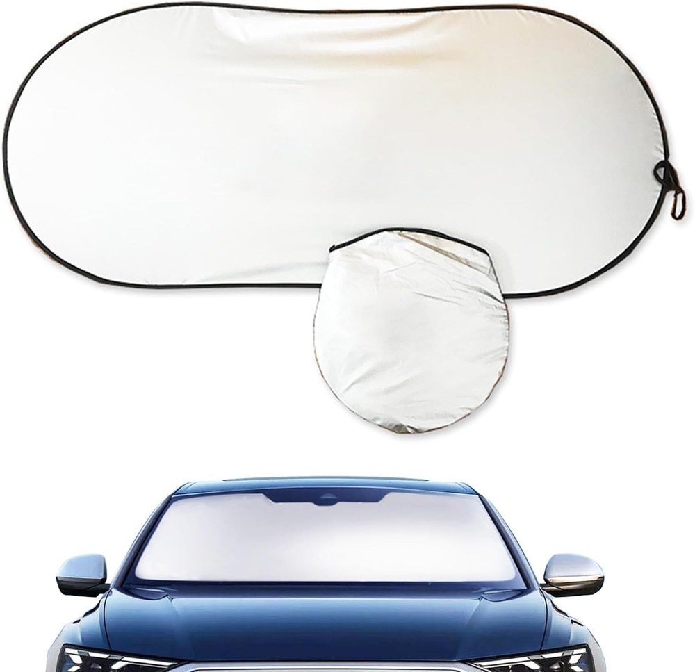 Windshield Sun Shade, Reflective Sunshade with Storage Pouch for UV Rays & Heat