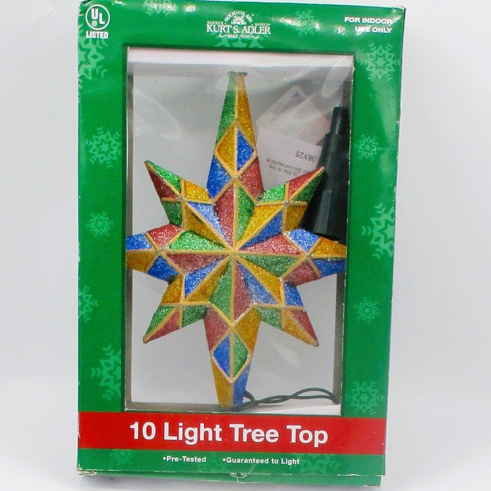 Kurt S. Adler 10 Light Multicolor Glitter Star Tree Top For Indoor Use Only gallery