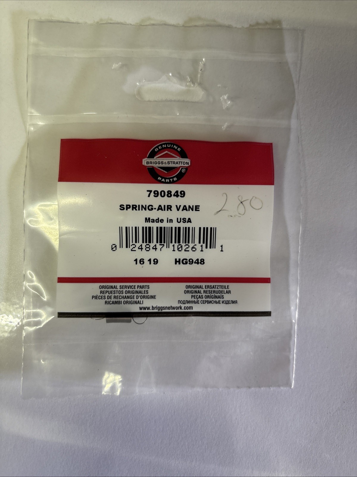 Genuine OEM Briggs & Stratton 790849 Air Vane Spring NOS gallery