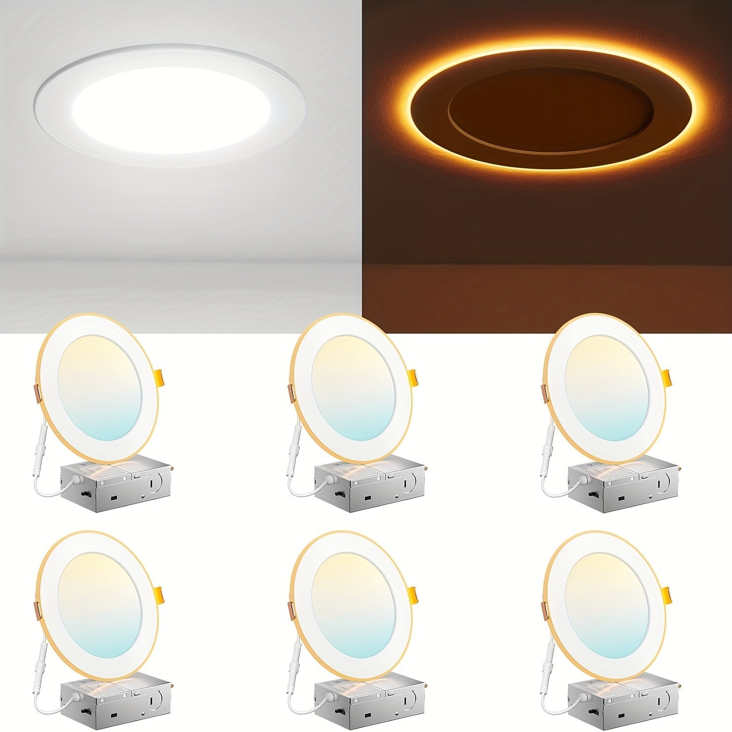 24Pack 6 Inch 5CCT LED Recessed Ceiling Light with Night Light 1050LM, Dimmable gallery