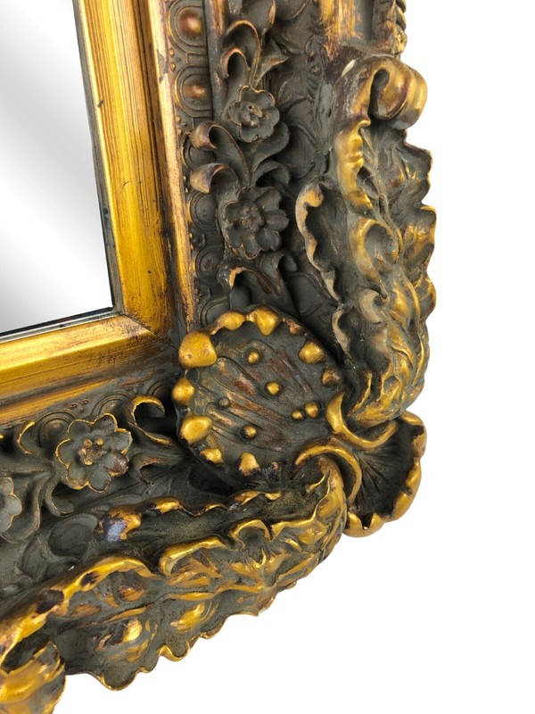 Large Gilt Wood & Plaster Baroque Rococo Regency Beveled Wall Mirror 31 x 35" gallery