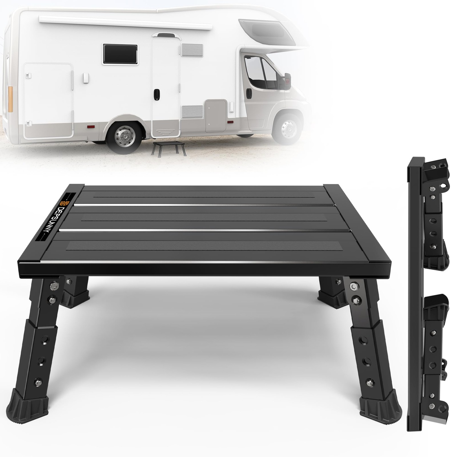 DEPSUNNY Adjustable RV Step Stool, 3Step Height Adjustment, Foldable Legs, Wi... gallery