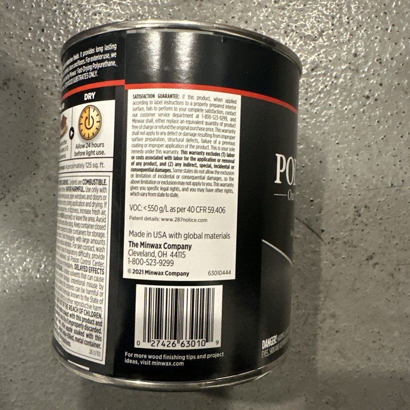 Minwax Water-Based Oil-Modified Polyurethane, Warm Satin 32 Oz gallery