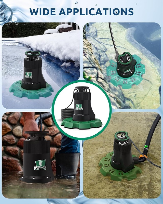 Automatic Pool Cover Pump 1/4 HP 2800 GPH Submersible w Check Valve 10FT Cord gallery