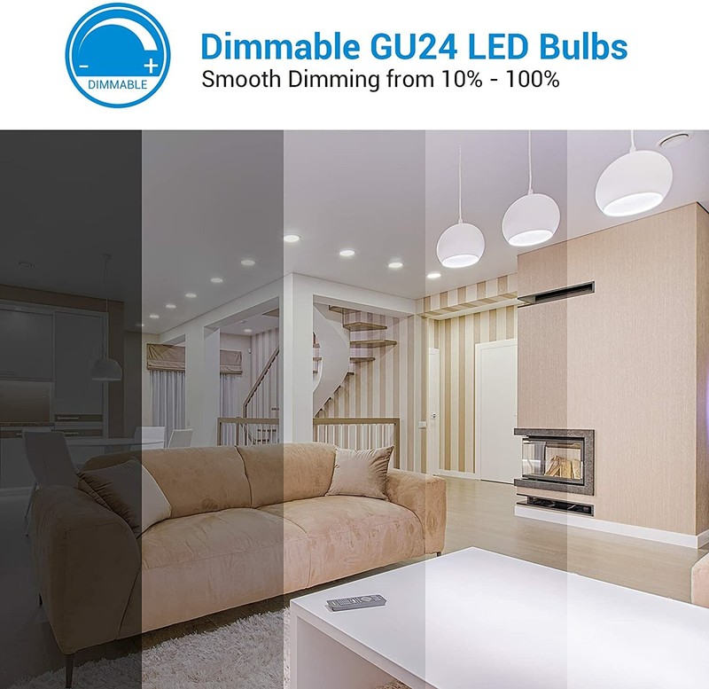 DEWENWILS 2 Prong Light Bulbs Dimmable GU24 LED Light Bulb 5000K Daylight 4Pack gallery