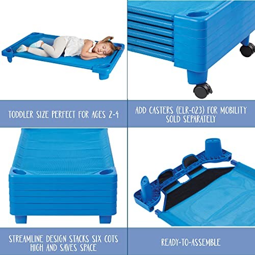 ECR4Kids Streamline Assembled Cot Toddler Size 6 Pack Blue ELR-16120-CSPK gallery