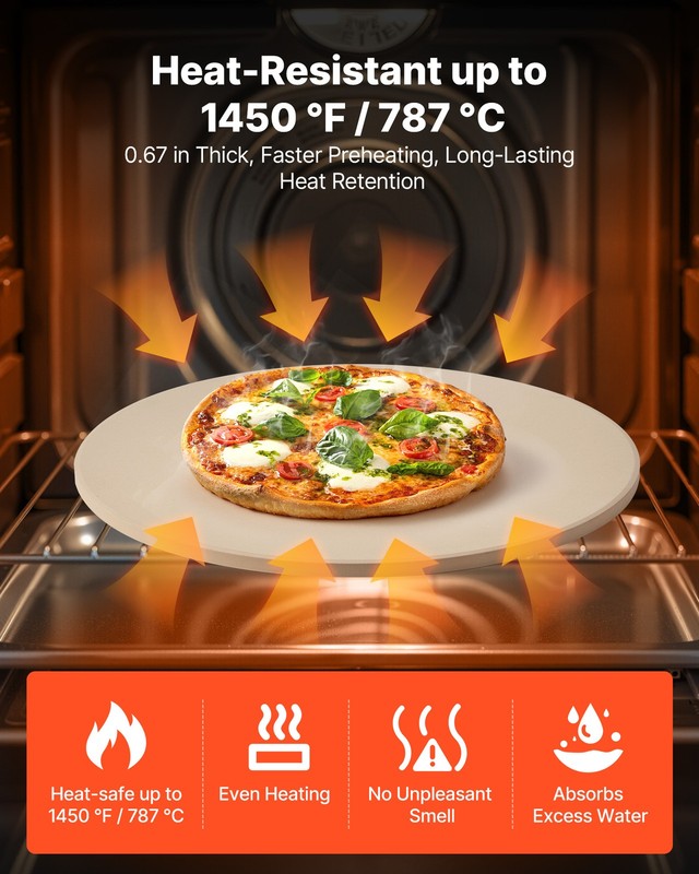 VEVOR Pizza Stone Round/Rectangular Cordierite Baking Stone for Oven & Grilling gallery